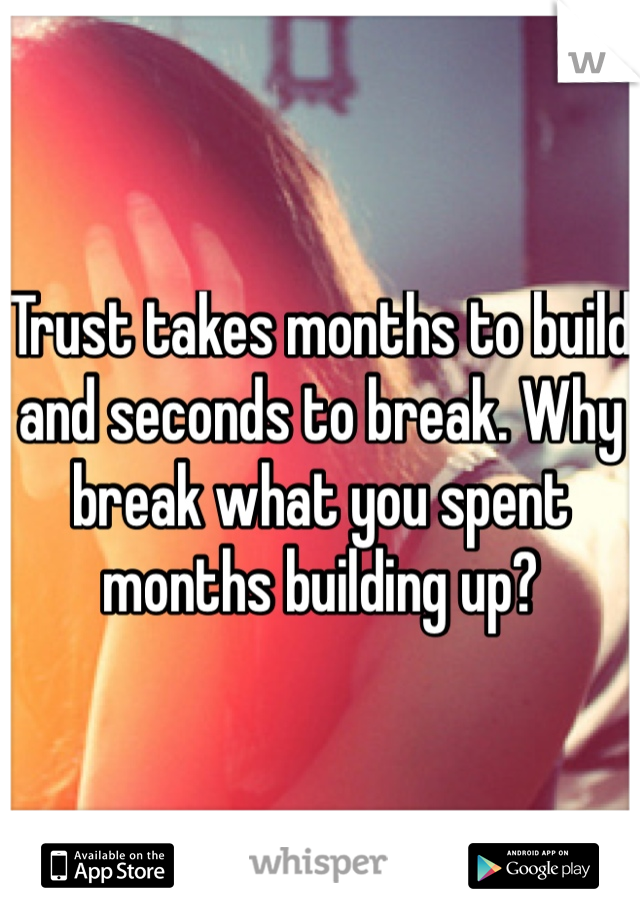 Trust takes months to build and seconds to break. Why break what you spent months building up?