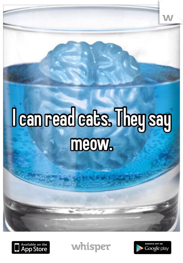 I can read cats. They say meow.