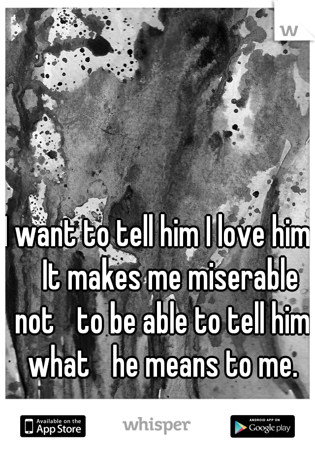 I want to tell him I love him. 
It makes me miserable not 
to be able to tell him what 
he means to me.