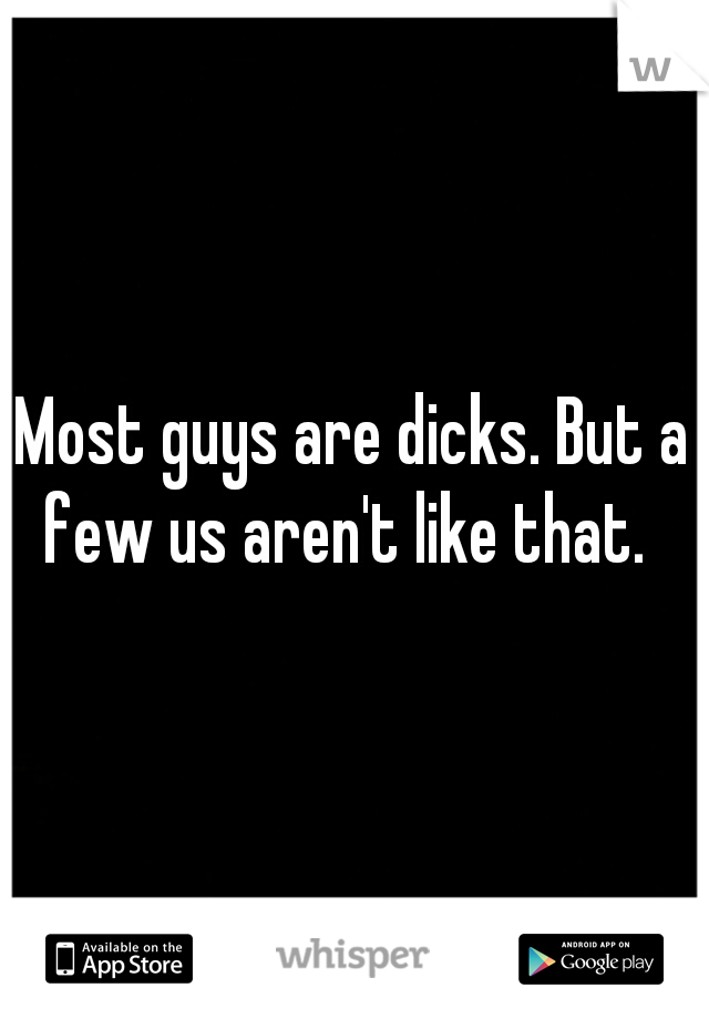 Most guys are dicks. But a few us aren't like that.  