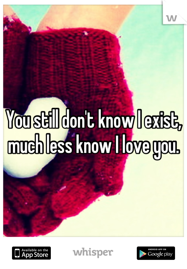 You still don't know I exist, much less know I love you.