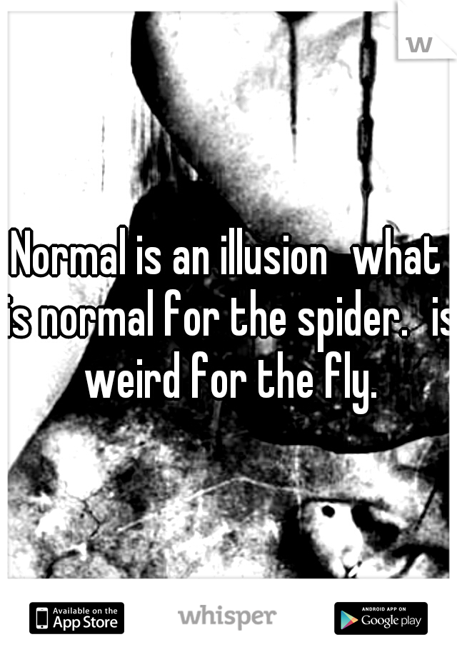 Normal is an illusion
what is normal for the spider.
is weird for the fly.