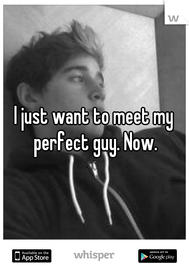 I just want to meet my perfect guy. Now.