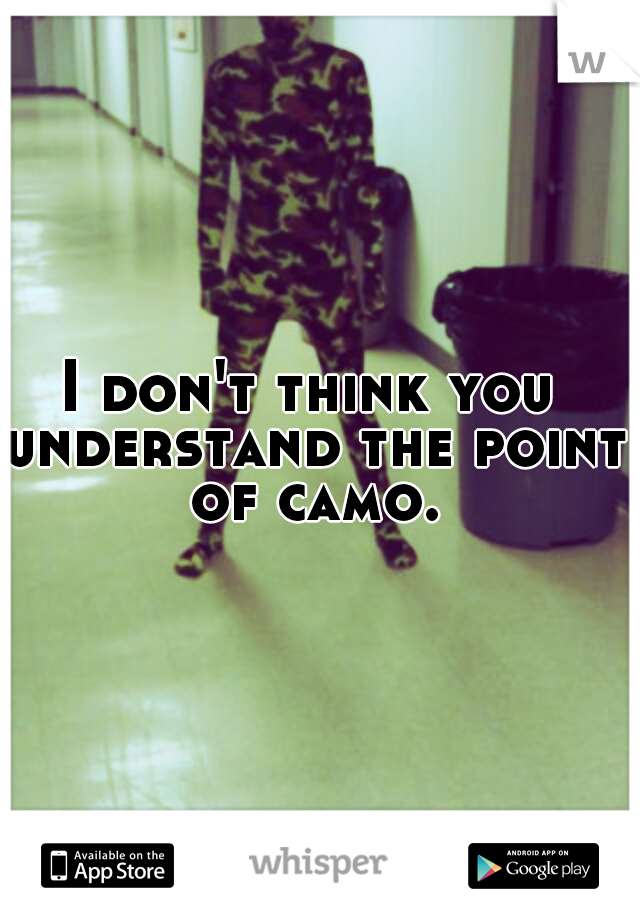 I don't think you understand the point of camo.