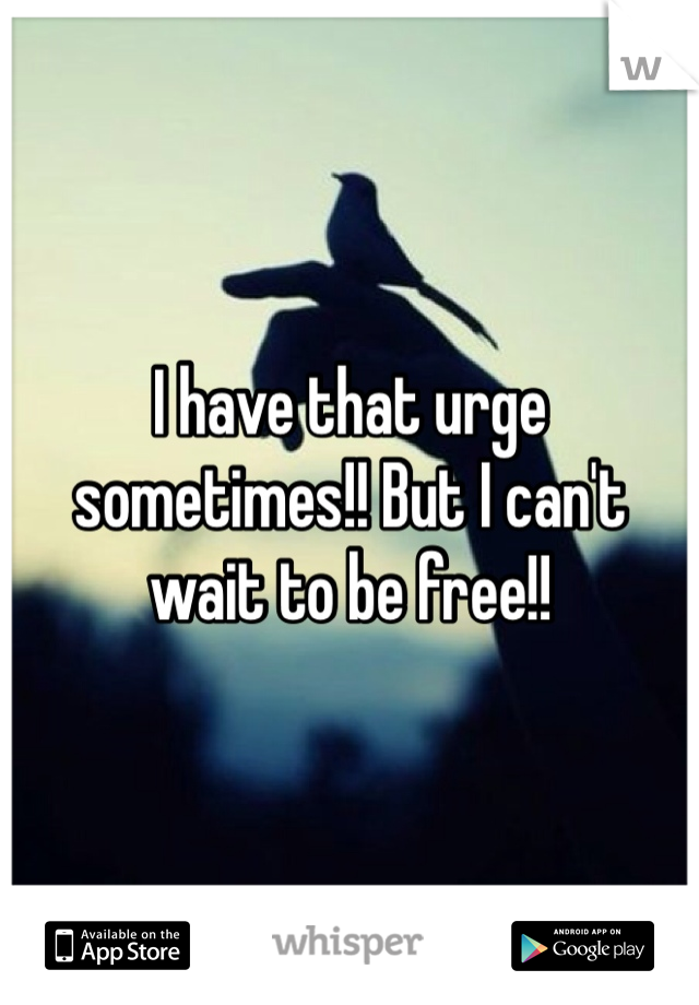 I have that urge sometimes!! But I can't wait to be free!!