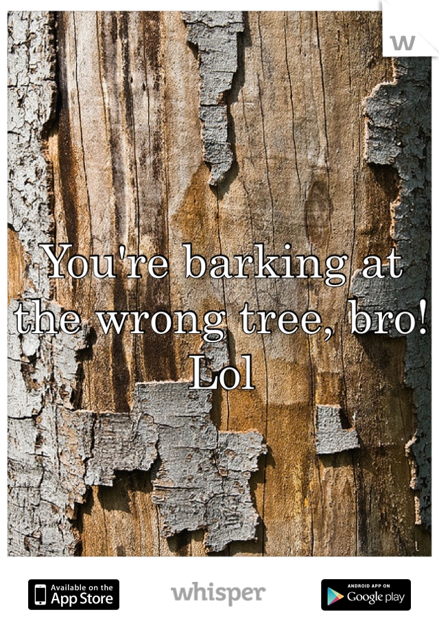 You're barking at the wrong tree, bro! Lol