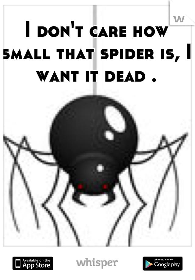 I don't care how small that spider is, I want it dead .