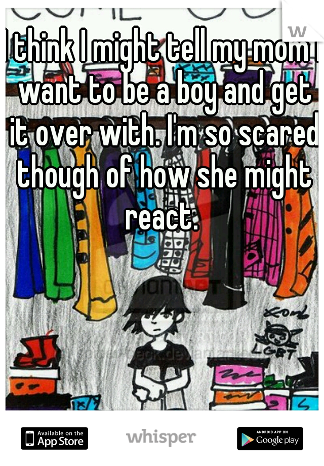 I think I might tell my mom I want to be a boy and get it over with. I'm so scared though of how she might react. 
