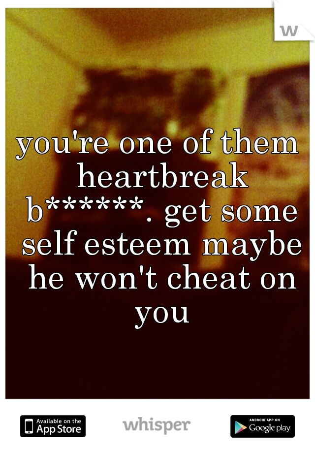 you're one of them heartbreak b******. get some self esteem maybe he won't cheat on you