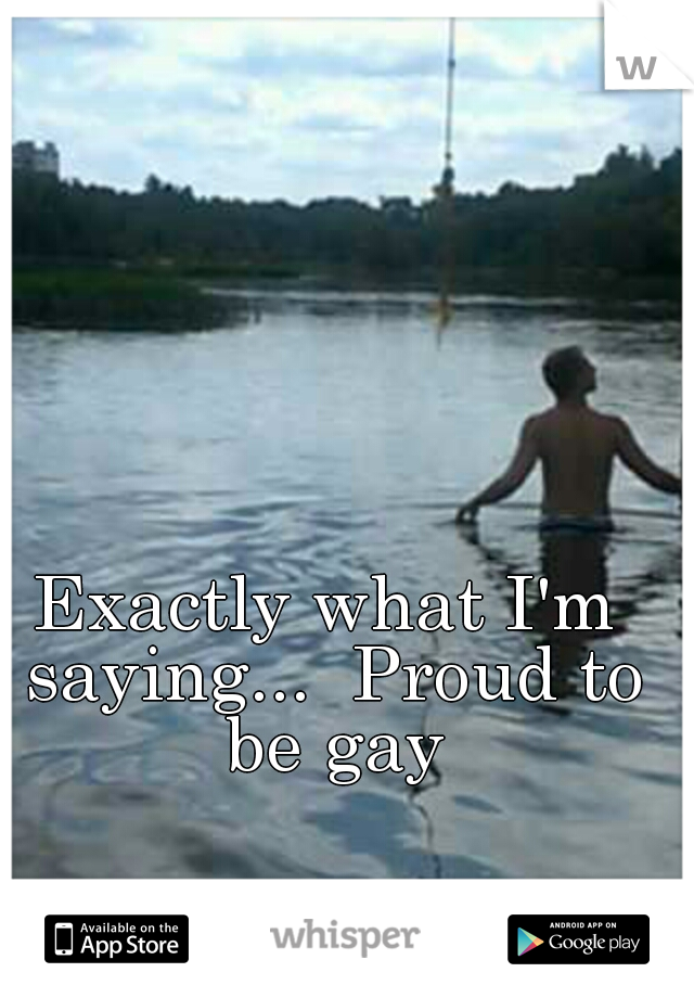Exactly what I'm saying...  Proud to be gay