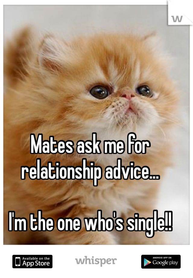 Mates ask me for relationship advice...

I'm the one who's single!!
