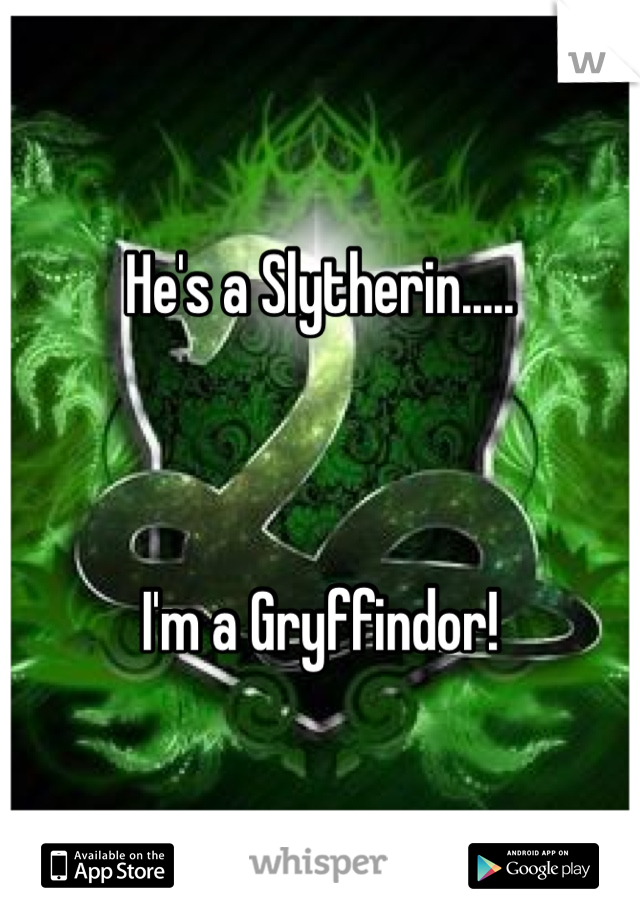 He's a Slytherin..... 



I'm a Gryffindor!
