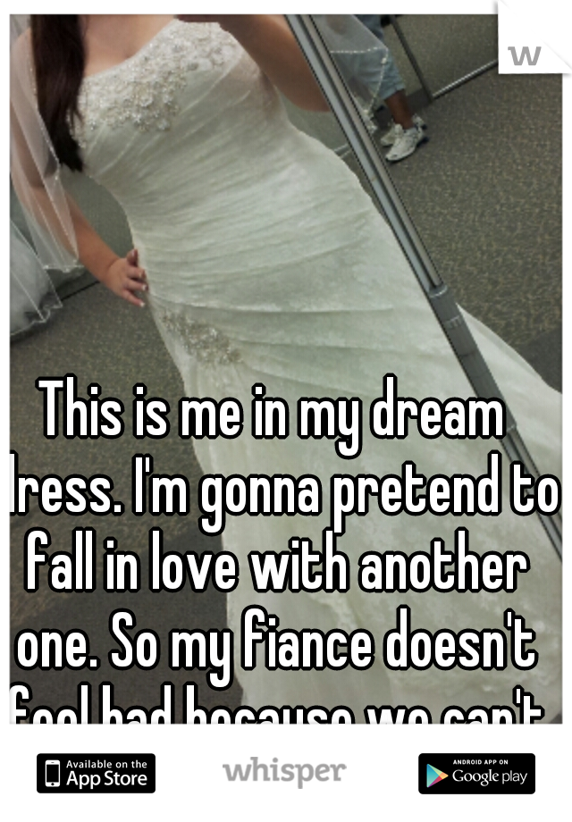This is me in my dream dress. I'm gonna pretend to fall in love with another one. So my fiance doesn't feel bad because we can't afford it.