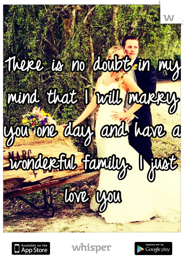 There is no doubt in my mind that I will marry you one day and have a wonderful family. I just love you