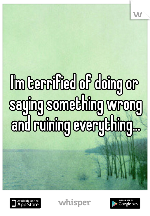I'm terrified of doing or saying something wrong and ruining everything...
