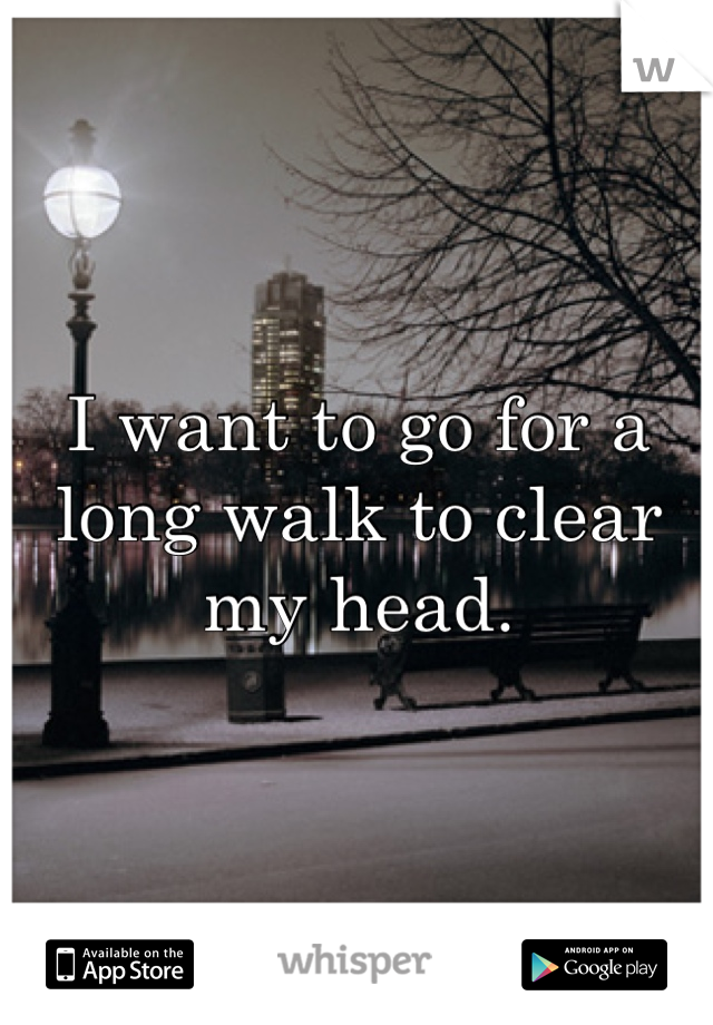I want to go for a long walk to clear my head.