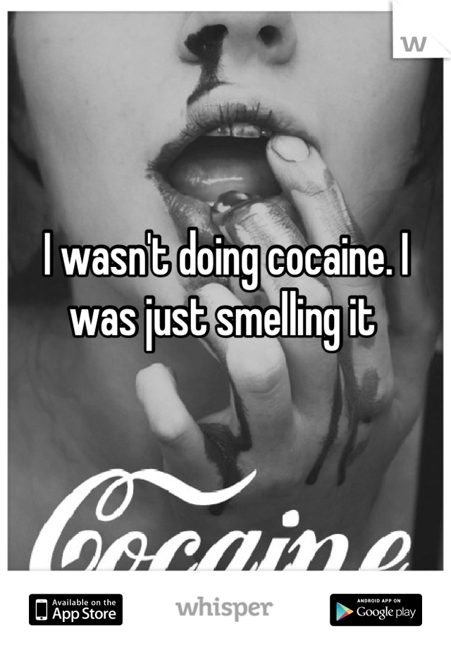 I wasn't doing cocaine. I was just smelling it 