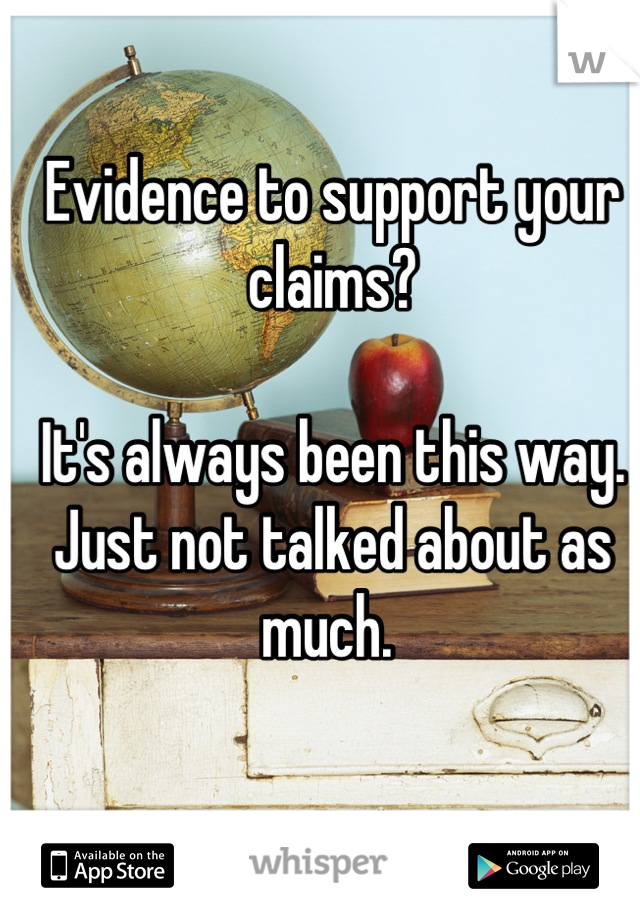 Evidence to support your claims?

It's always been this way. Just not talked about as much. 