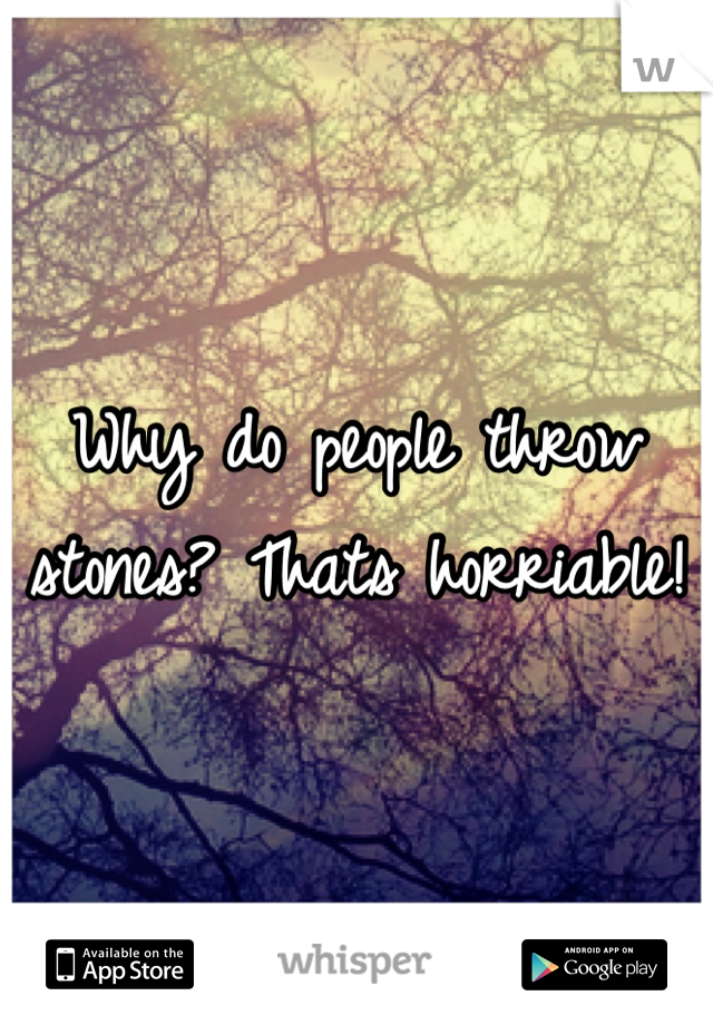 Why do people throw stones? Thats horriable!