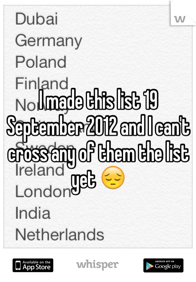 I made this list 19 September 2012 and I can't cross any of them the list yet 😔