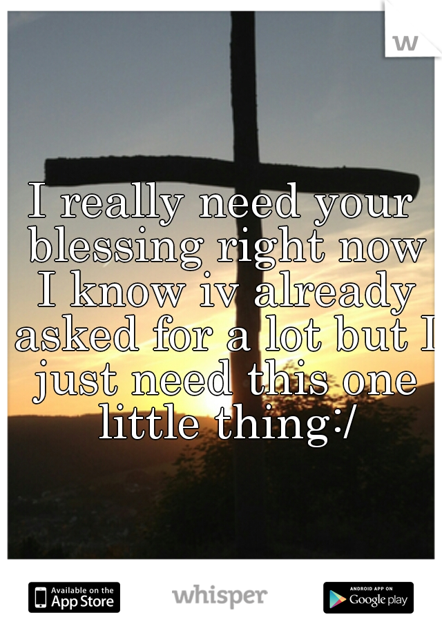 I really need your blessing right now I know iv already asked for a lot but I just need this one little thing:/