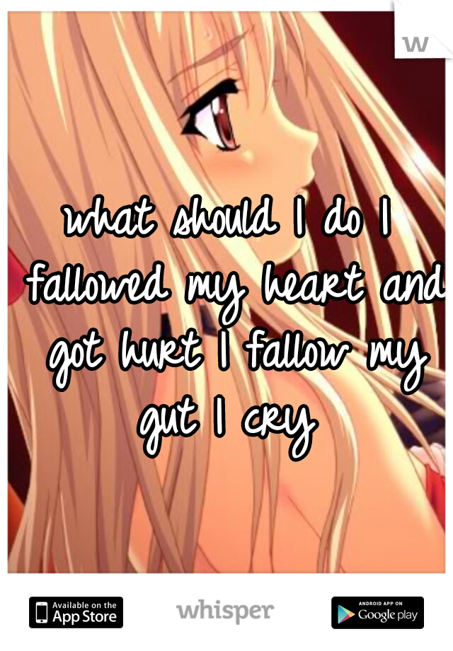 what should I do I fallowed my heart and got hurt I fallow my gut I cry 