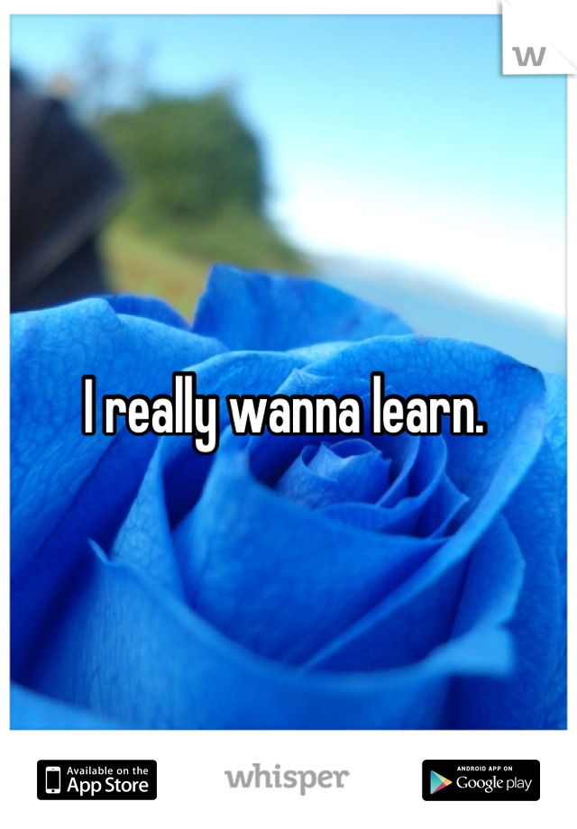I really wanna learn. 