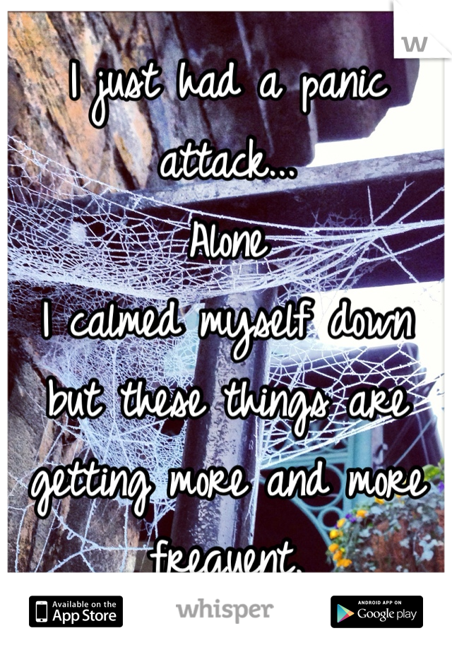 I just had a panic attack...
Alone
I calmed myself down but these things are getting more and more frequent. 