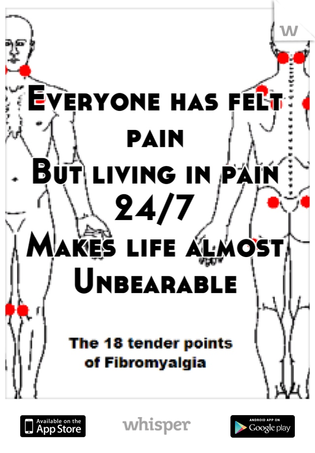 Everyone has felt pain
But living in pain 24/7
Makes life almost
Unbearable