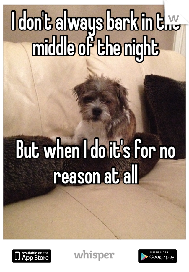I don't always bark in the middle of the night



But when I do it's for no reason at all