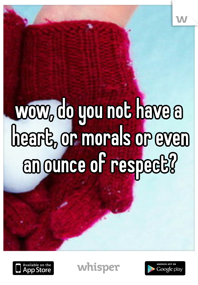 wow, do you not have a heart, or morals or even an ounce of respect?