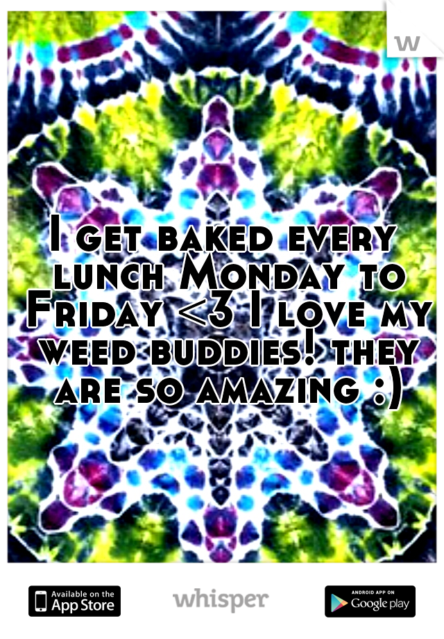 I get baked every lunch Monday to Friday <3 I love my weed buddies! they are so amazing :)