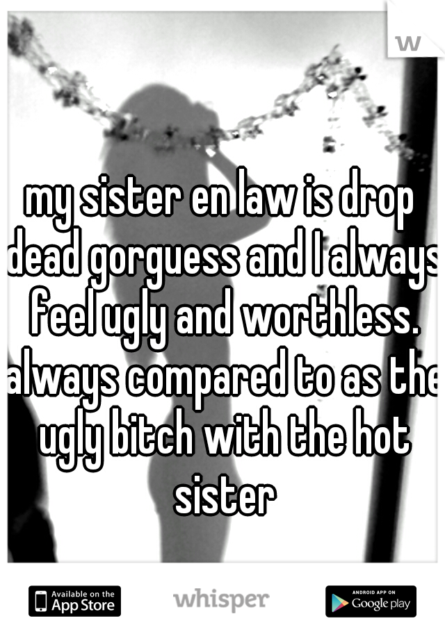 my sister en law is drop dead gorguess and I always feel ugly and worthless. always compared to as the ugly bitch with the hot sister