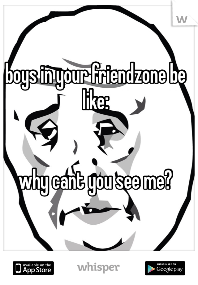 boys in your friendzone be like:


why cant you see me?