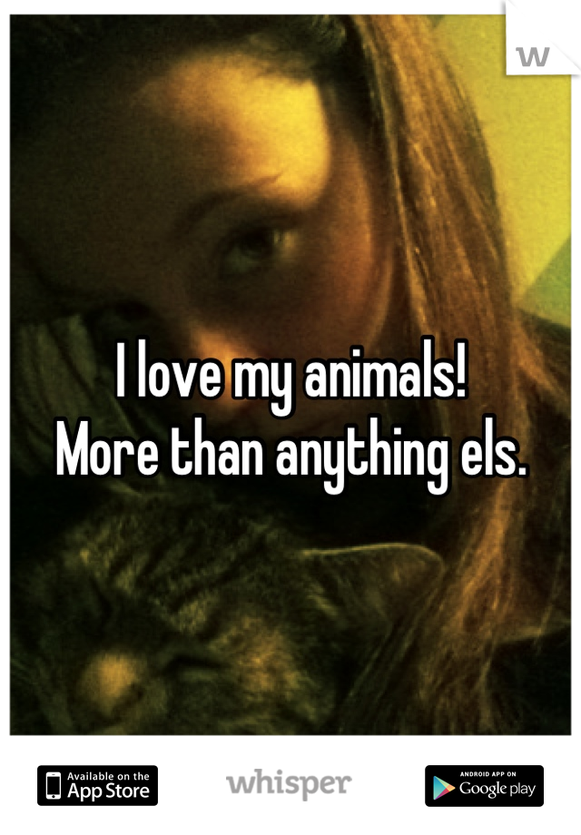 I love my animals! 
More than anything els.