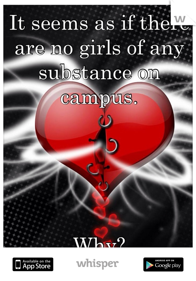 It seems as if there are no girls of any substance on campus. 





Why?