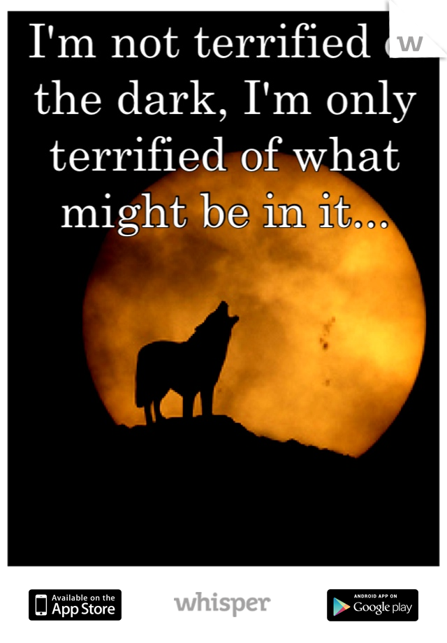 I'm not terrified of the dark, I'm only terrified of what might be in it...