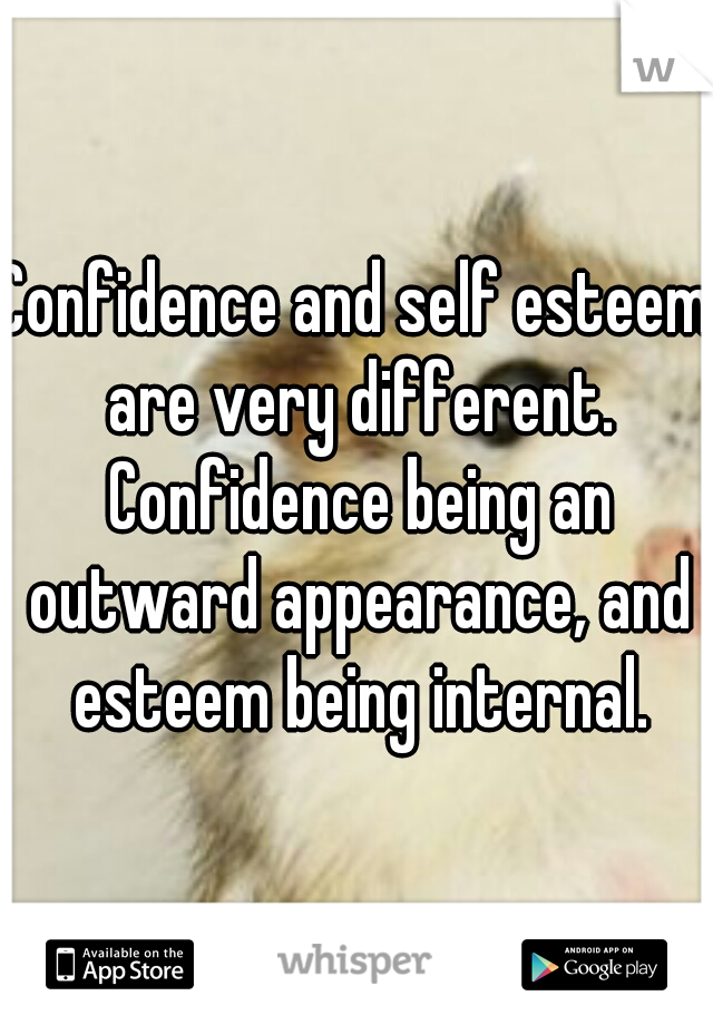 Confidence and self esteem are very different. Confidence being an outward appearance, and esteem being internal.