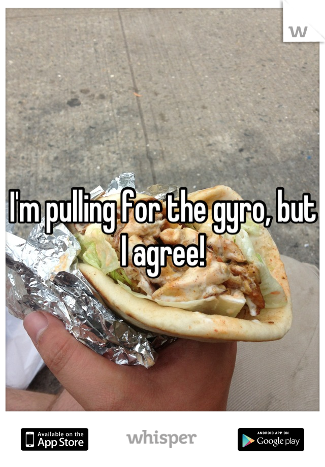 I'm pulling for the gyro, but I agree!