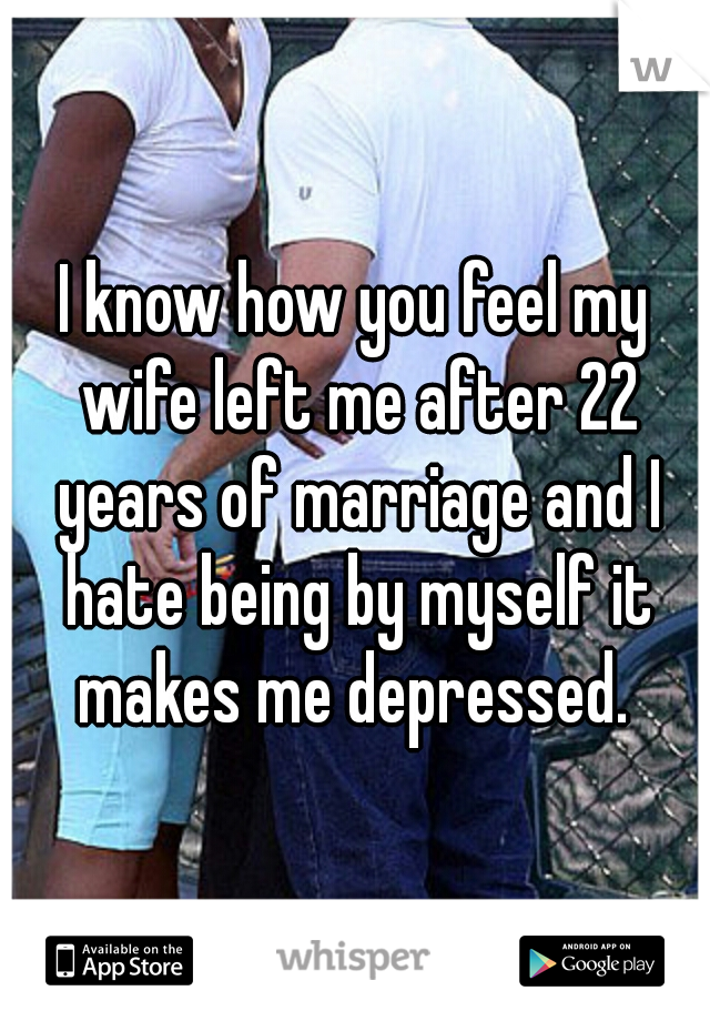 I know how you feel my wife left me after 22 years of marriage and I hate being by myself it makes me depressed. 