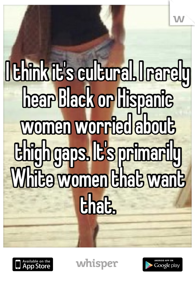 I think it's cultural. I rarely hear Black or Hispanic women worried about thigh gaps. It's primarily White women that want that.
