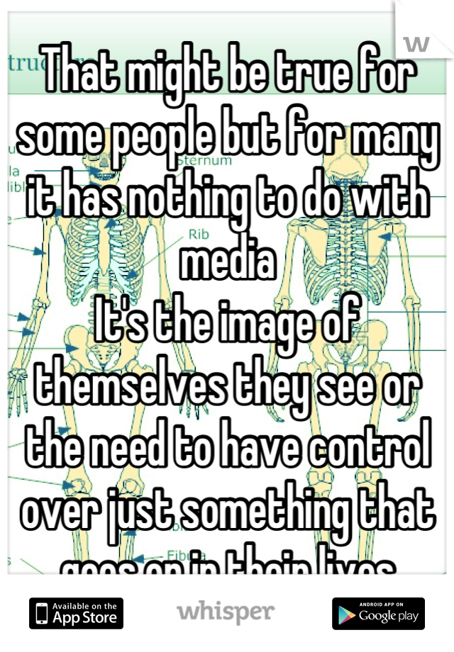 That might be true for some people but for many it has nothing to do with media 
It's the image of themselves they see or the need to have control over just something that goes on in their lives