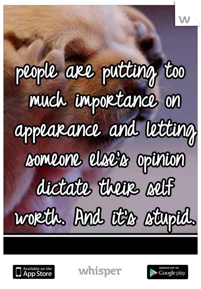 people are putting too much importance on appearance and letting someone else's opinion dictate their self worth. And it's stupid.