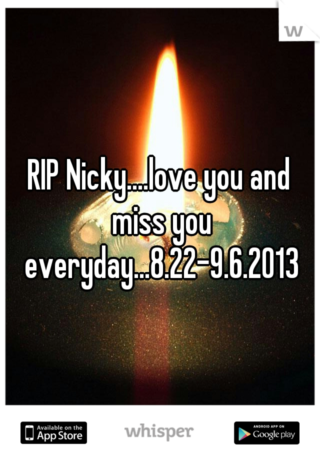 RIP Nicky....love you and miss you everyday...8.22-9.6.2013