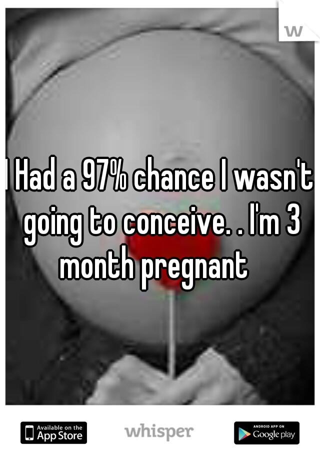 I Had a 97% chance I wasn't going to conceive. . I'm 3 month pregnant
