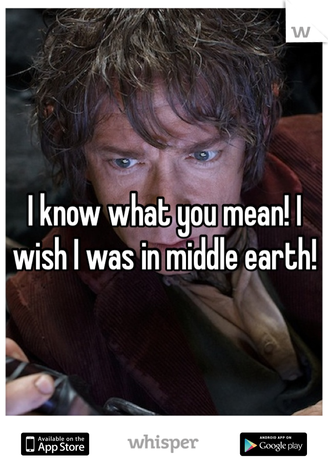 I know what you mean! I wish I was in middle earth! 
