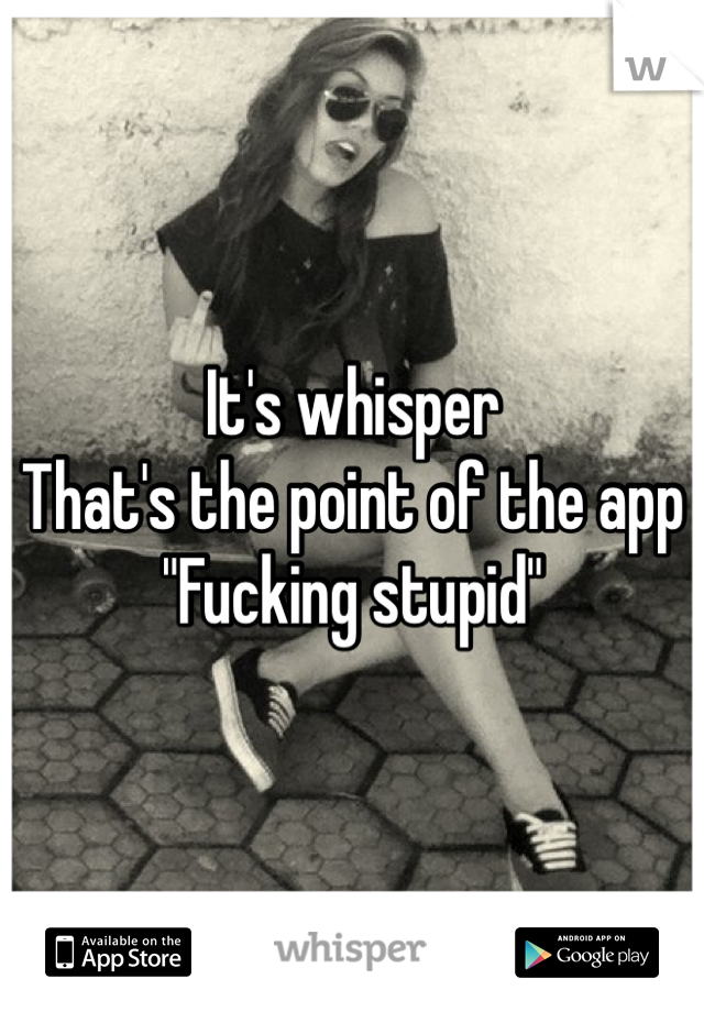 It's whisper
That's the point of the app
"Fucking stupid"  