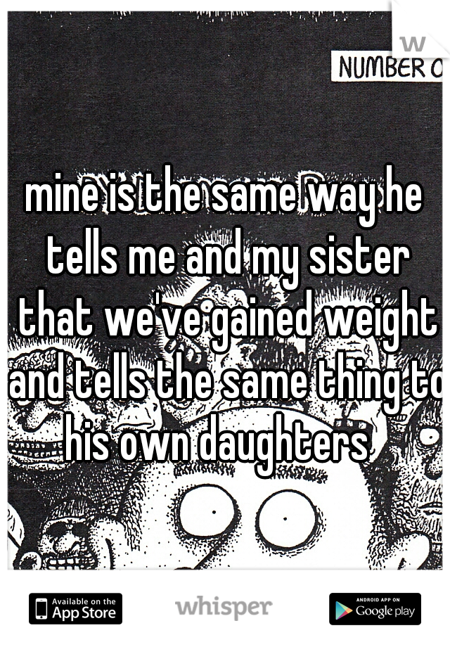 mine is the same way he tells me and my sister that we've gained weight and tells the same thing to his own daughters
