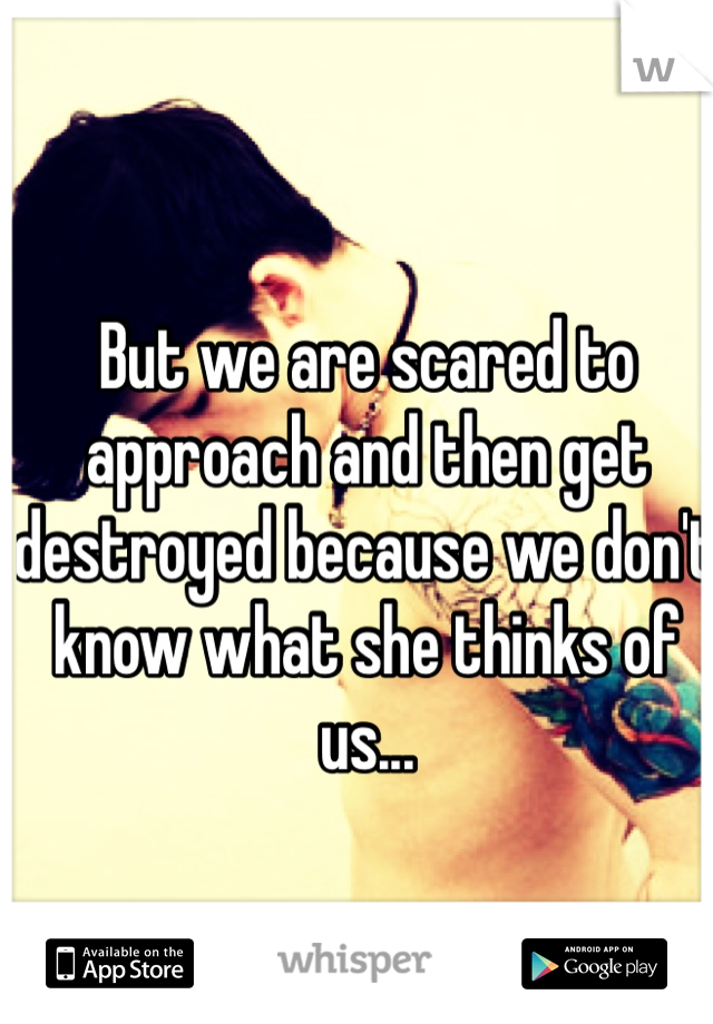 But we are scared to approach and then get destroyed because we don't know what she thinks of us...