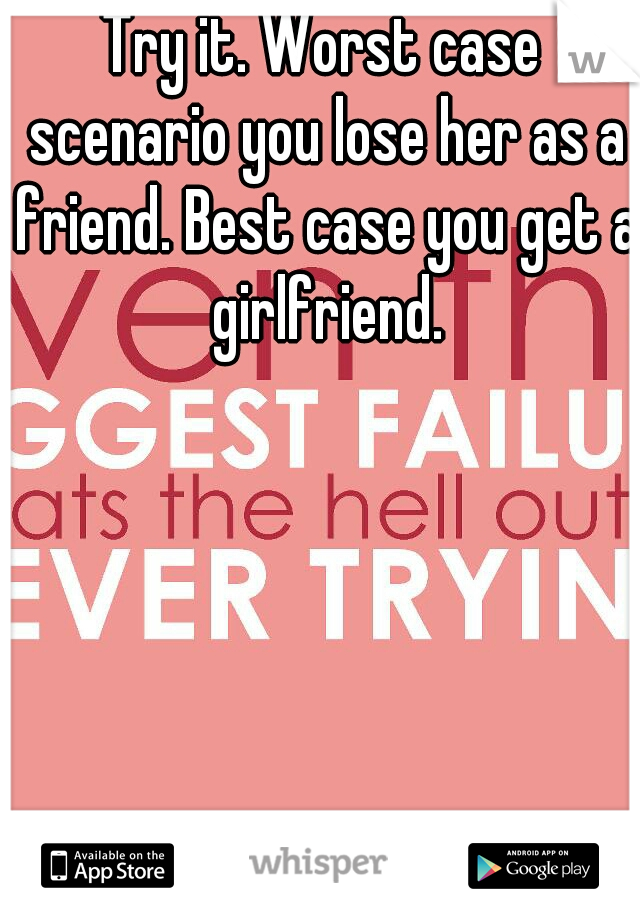 Try it. Worst case scenario you lose her as a friend. Best case you get a girlfriend.